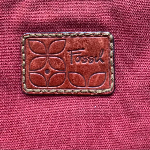Fossil Red Leather/Canvas Handbag - Picture 3 of 6